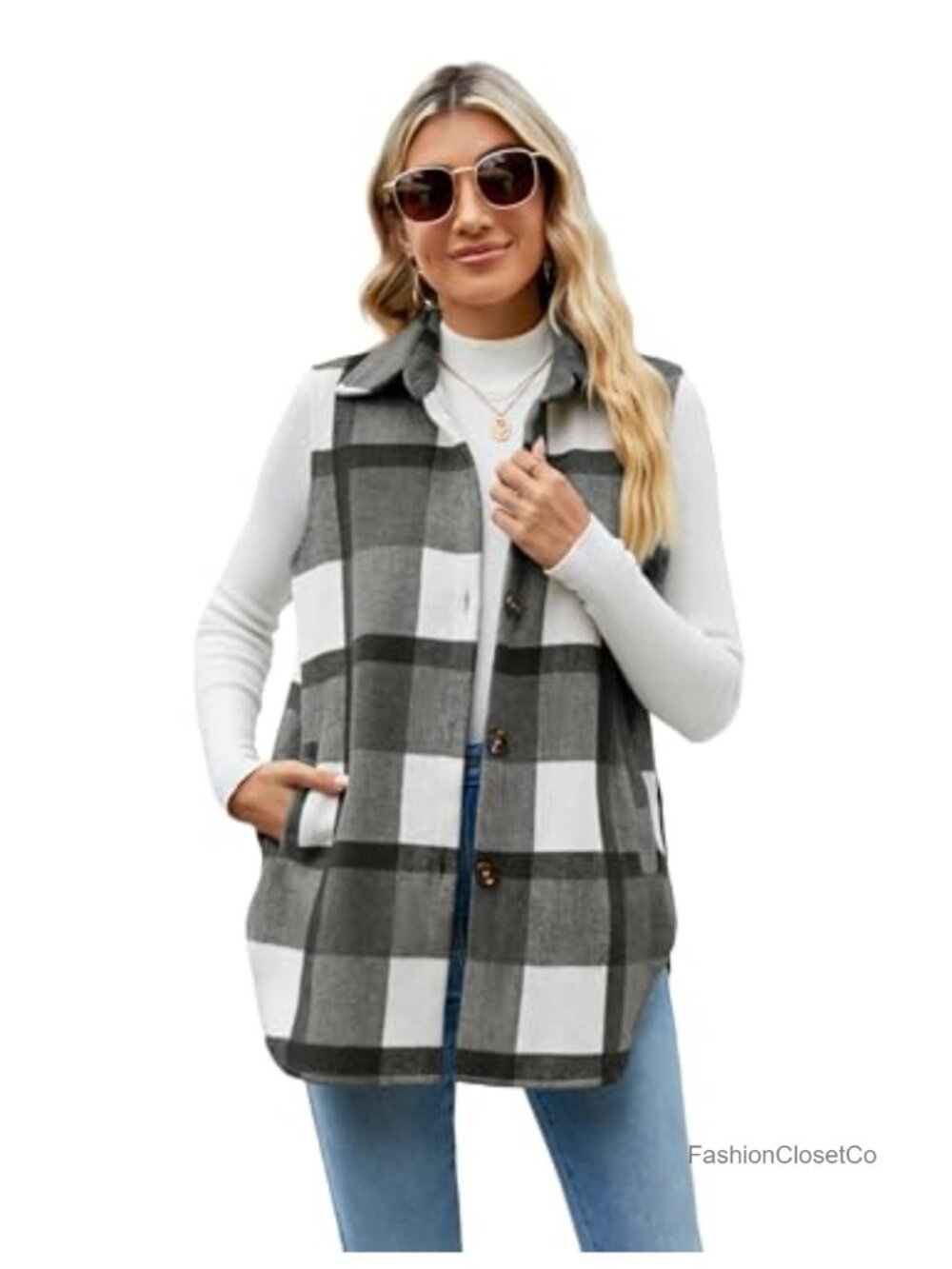 Plaid Vest Fall Flannel Sleeveless Layering Jacket